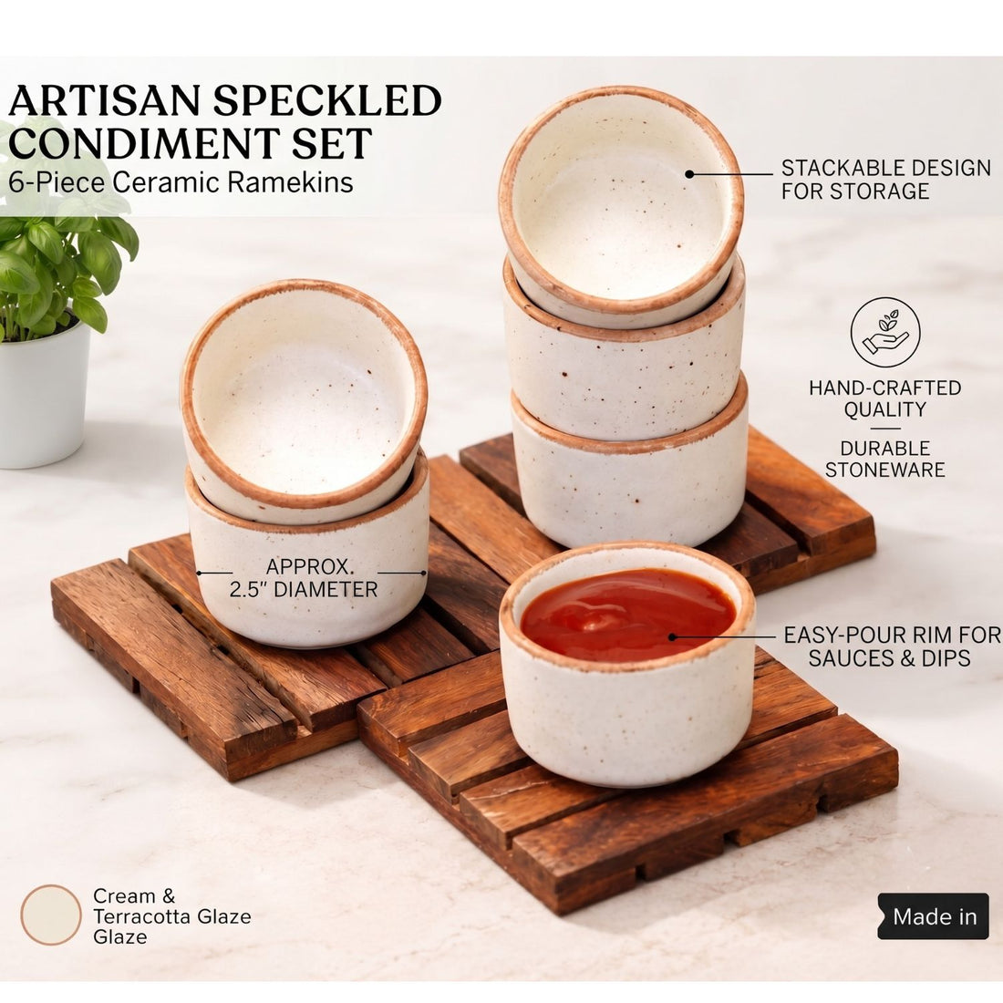 Freakway Ceramic Classic Bowl - 40ml, Set of 6, Off-White