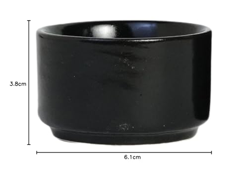 Freakway Ceramic Dip Bowls (50 ml, Black, Set of 4) | Chutney Bowls | Ketchup Bowls|Chutney Bowls|Dip Bowls