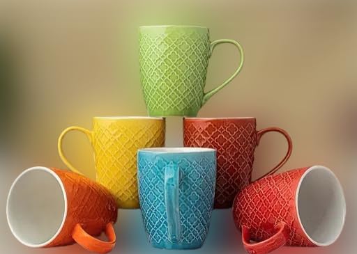 Freakway Absinthe Multi-Color Coffee Mug Set of 6 Ceramic Mugs to Gift to Best Friend, Tea Mugs, Microwave Safe Coffee Mugs, Ceramic Tea Cup