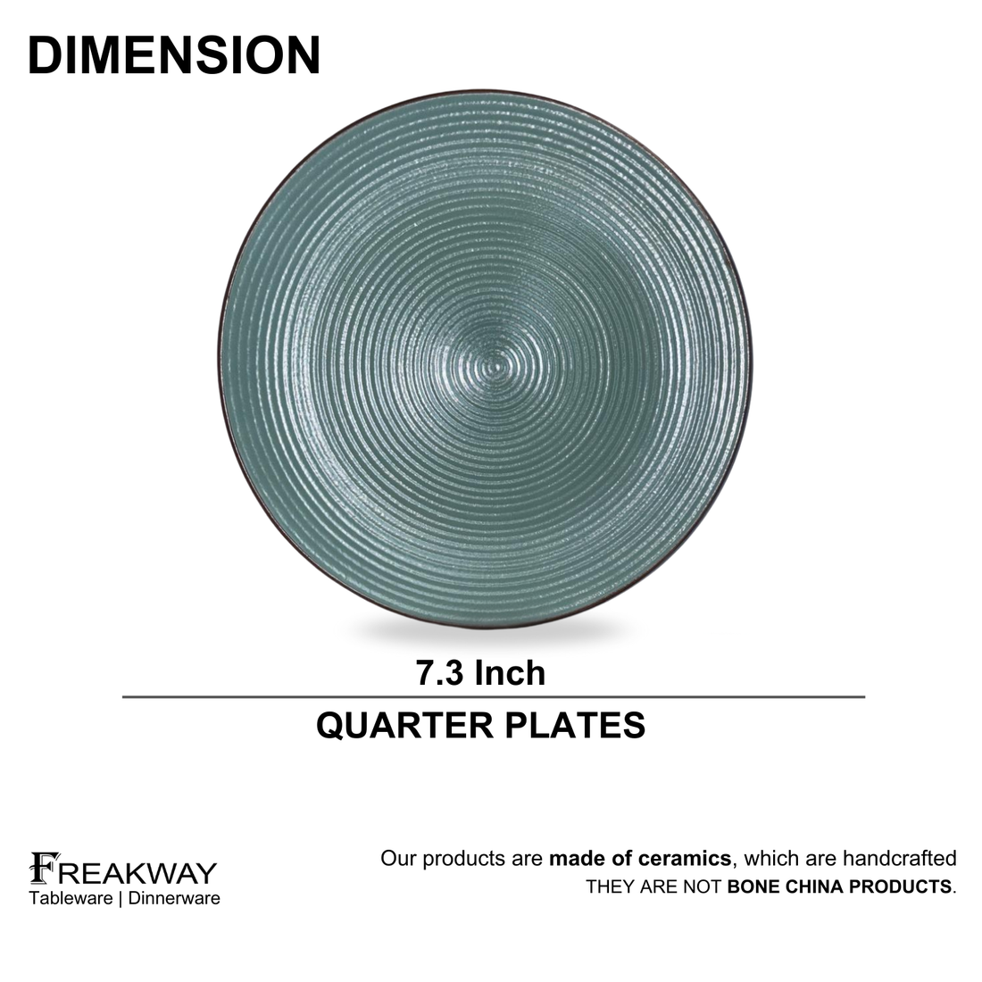 Freakway"Rustic Stoneware Quater Plate – 7.3” Textured Ceramic Plate with Matte Glaze Finish, Dishwasher & Microwave Safe – Modern Farmhouse Style Tableware for Everyday Use (Sage Green)-Set of 2