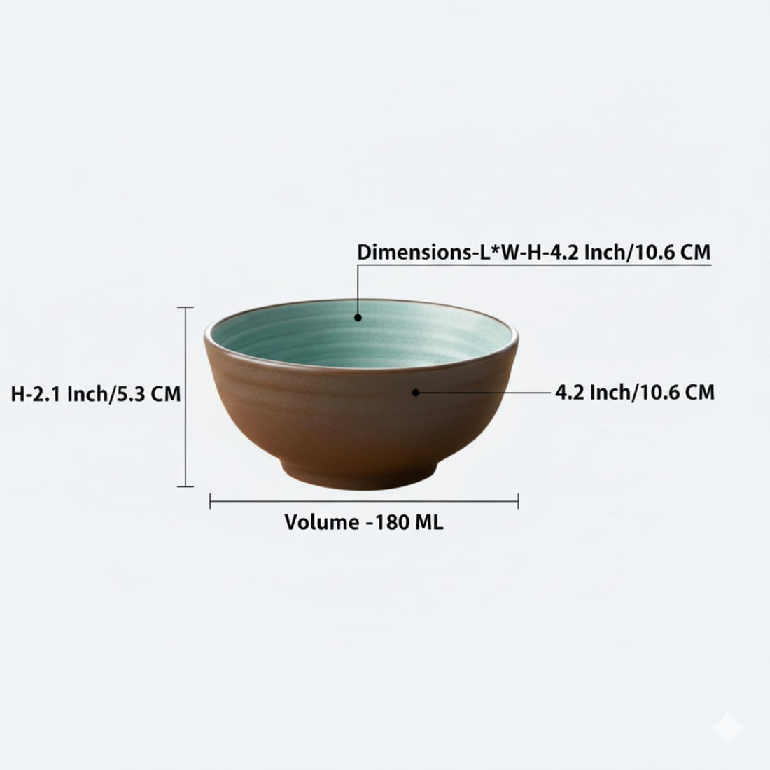 Freakway 4-Piece Modern Stoneware Bowl Set, Rustic Brown & Turquoise Ceramic Bowls for Everyday Dining, Saga Green