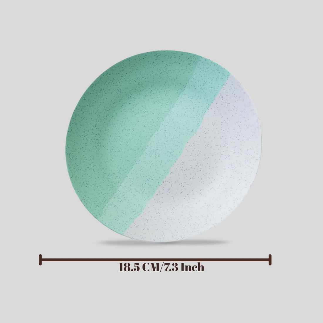 Freakway Set of 2 Modern Ceramic Dinner Plates – 7.3'' Speckled Stoneware Plates with Half Mint Green & White Design/Microwave & Dishwasher Safe
