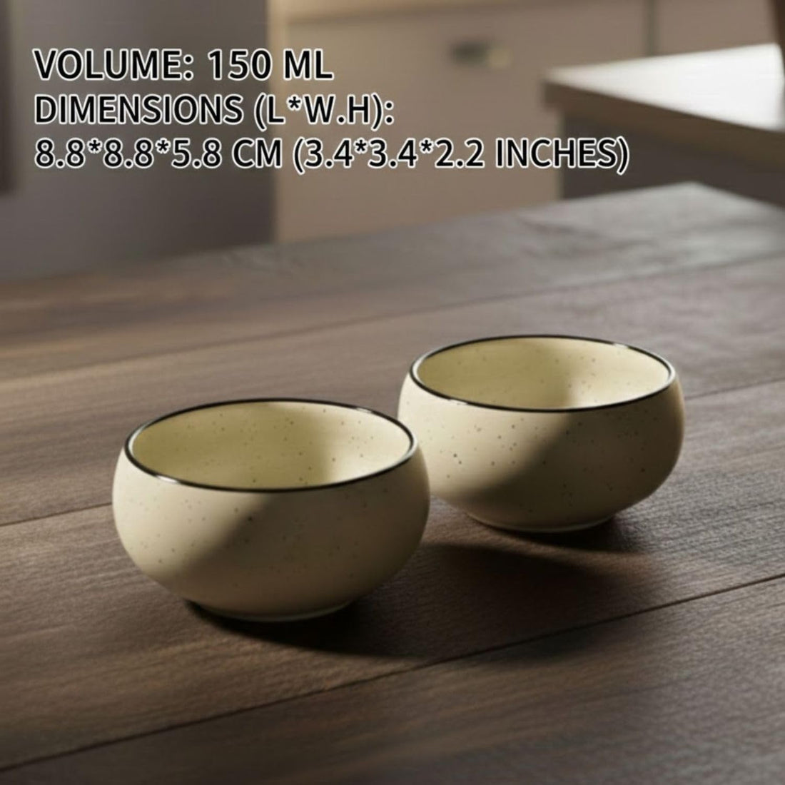 Freakway Handmade 150ml Speckled Ceramic Bowl Set (4 pc), Microwave & Dishwasher Safe, 3.4" Compact Dipping & Snack Bowls, Ideal for Gifting