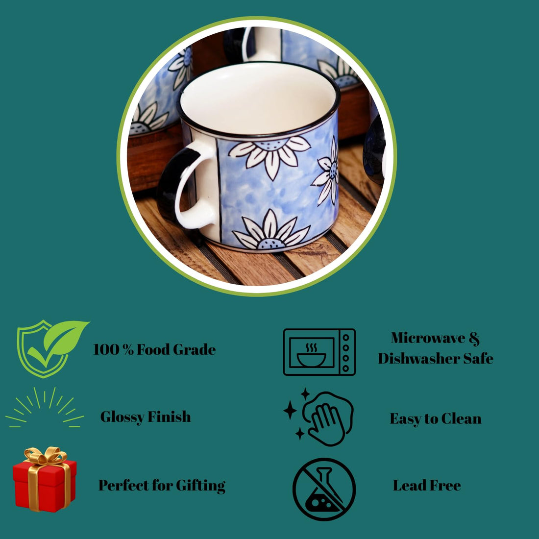 Freakway Handmade Serving Tea Cups Set Milk Mugs & Coffee Mugs- Set of 1 (300 ML, White, Dishwasher & Microwave Safe)