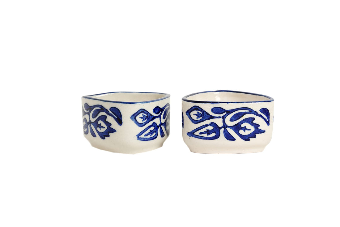 Freakway Handpainted Moroccan/Umrao Pattern Ceramic Dip Bowl/Chutney Bowl/Pickle Bowl/Sauce Bowl/Small Katori Set in Round Shape (40 ML, Small, Set of 2)