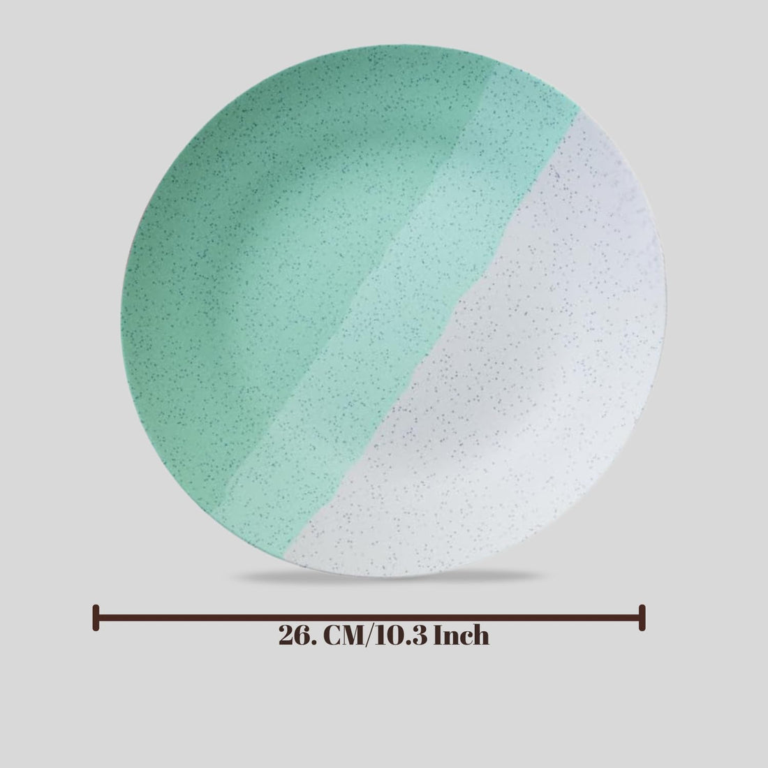 Freakway Stoneware Ceramic |10.6 Inch| Dinner Plates Set of 2 | Microwave Safe, Dishwasher Safe | Kitchen, Dining, Restaurants, Gifting | Speckled Stoneware Plates with Half Mint Green & White Design
