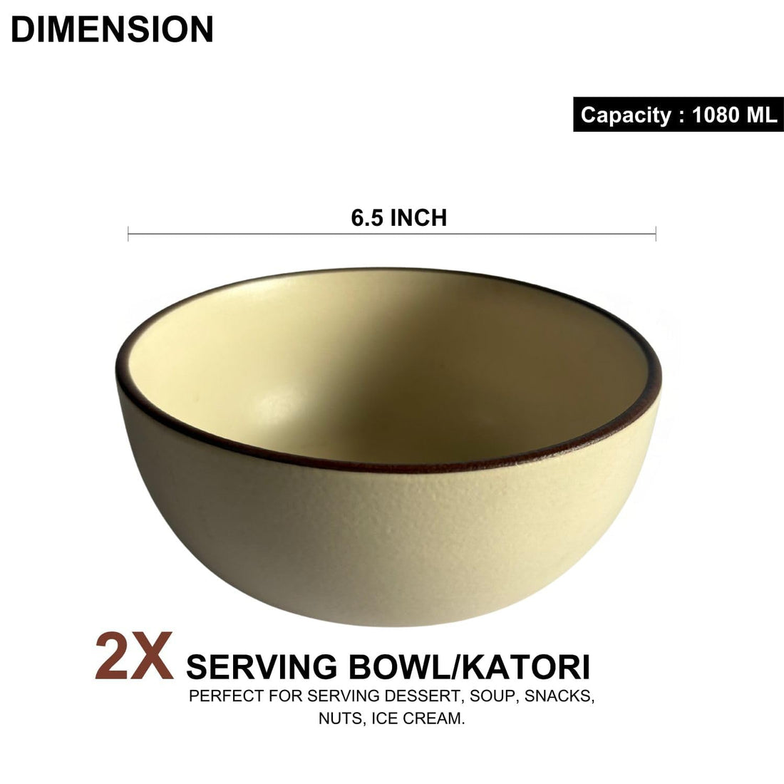 Freakway Ceramic Bowls Set of 2 – 180 ml – Green Inside, Speckled Cream Outside – Microwave & Dishwasher Safe