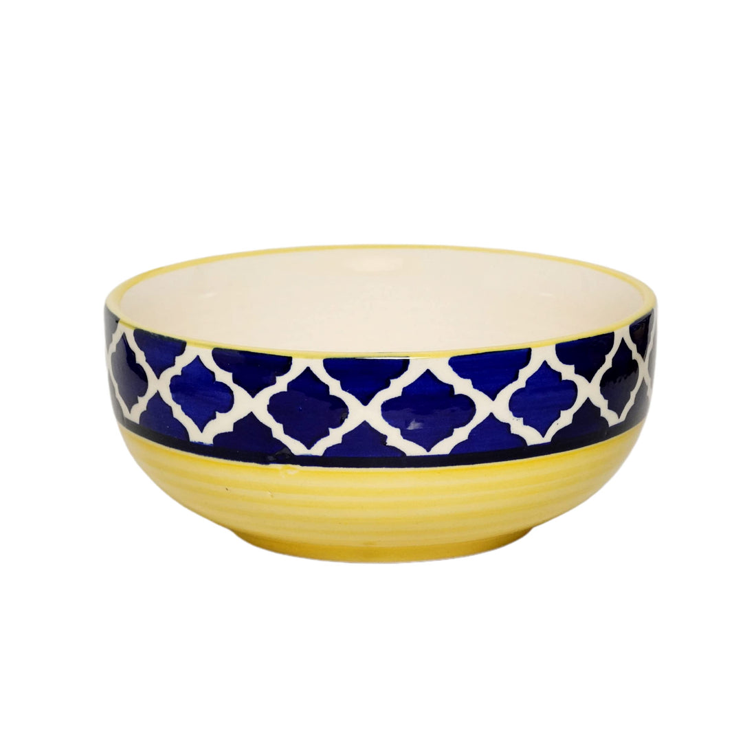 Freakway Ceramic Classic Mixing and Serving Bowls Set (Blue and Yellow) - Set of 4(Set of 4, Small, Medium, Big and Large)
