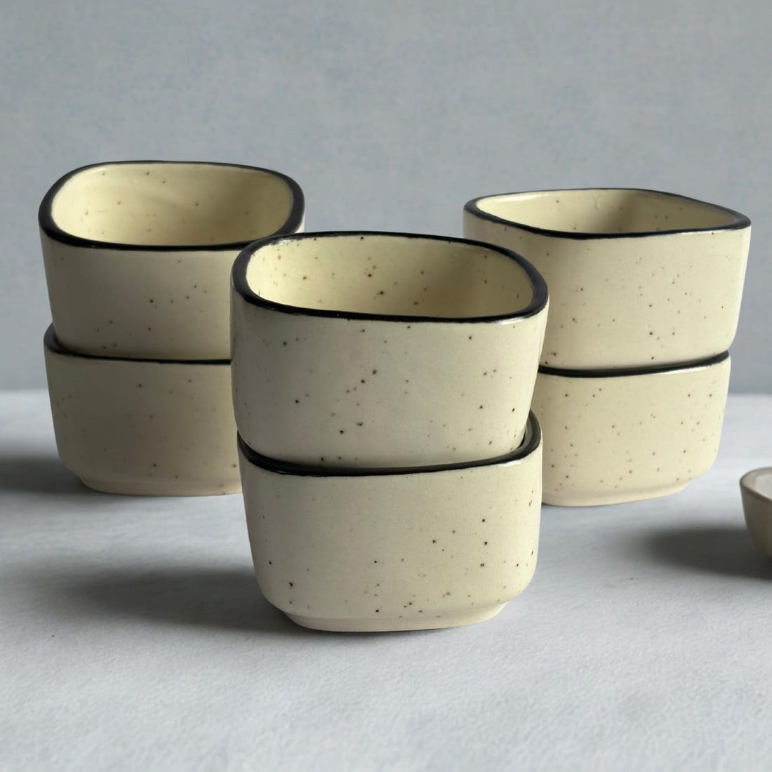 Freakway Speckled Ceramic Dip Bowls – Set of 6 (Square Design)