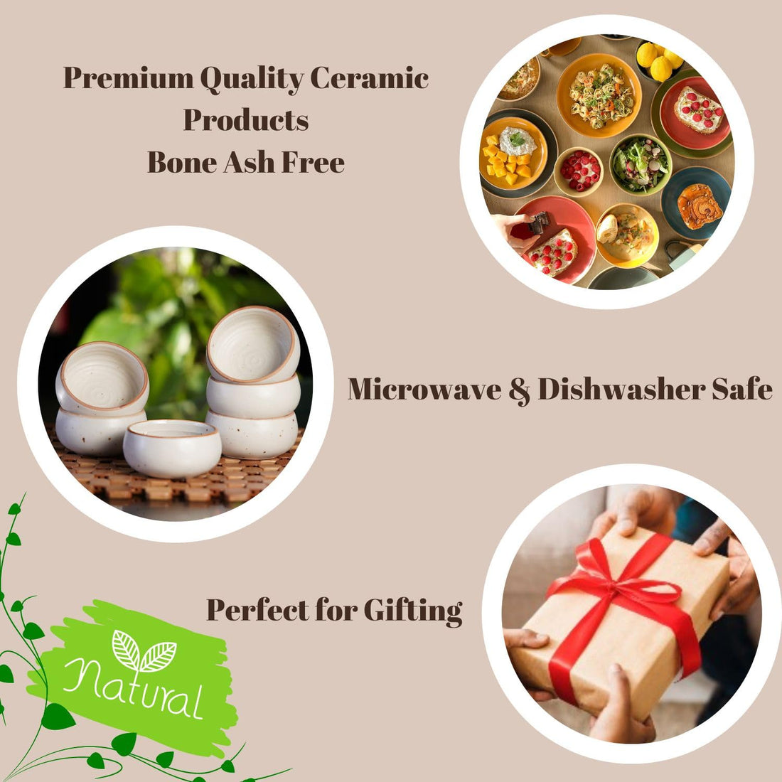 Freakway Hand-Painted Cream White Matte Finish Ceramic Bowl Set of 6 (150ml) | Small Serving Soup Bowls, Cereal Bowl, Pasta Bowls | Dishwasher & Microwave Safe - Off White