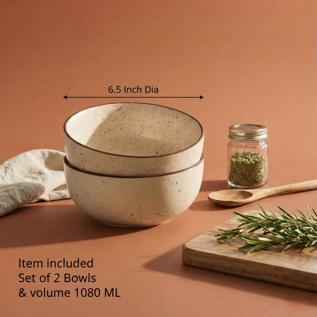 Freakway Rustic Speckled Ceramic Serving Bowls – Set of 2 1000 ML