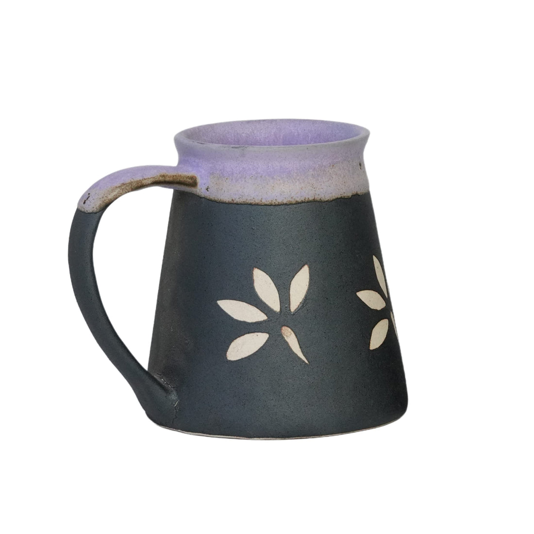 Freakway Set of 2 Leaf Sips Handcrafted Ceramic Coffee Mug Set of 2 (270 ML, Microwave Safe & Dishwasher Safe) Color-Arsenic (Matte Black) & Ocean Blue