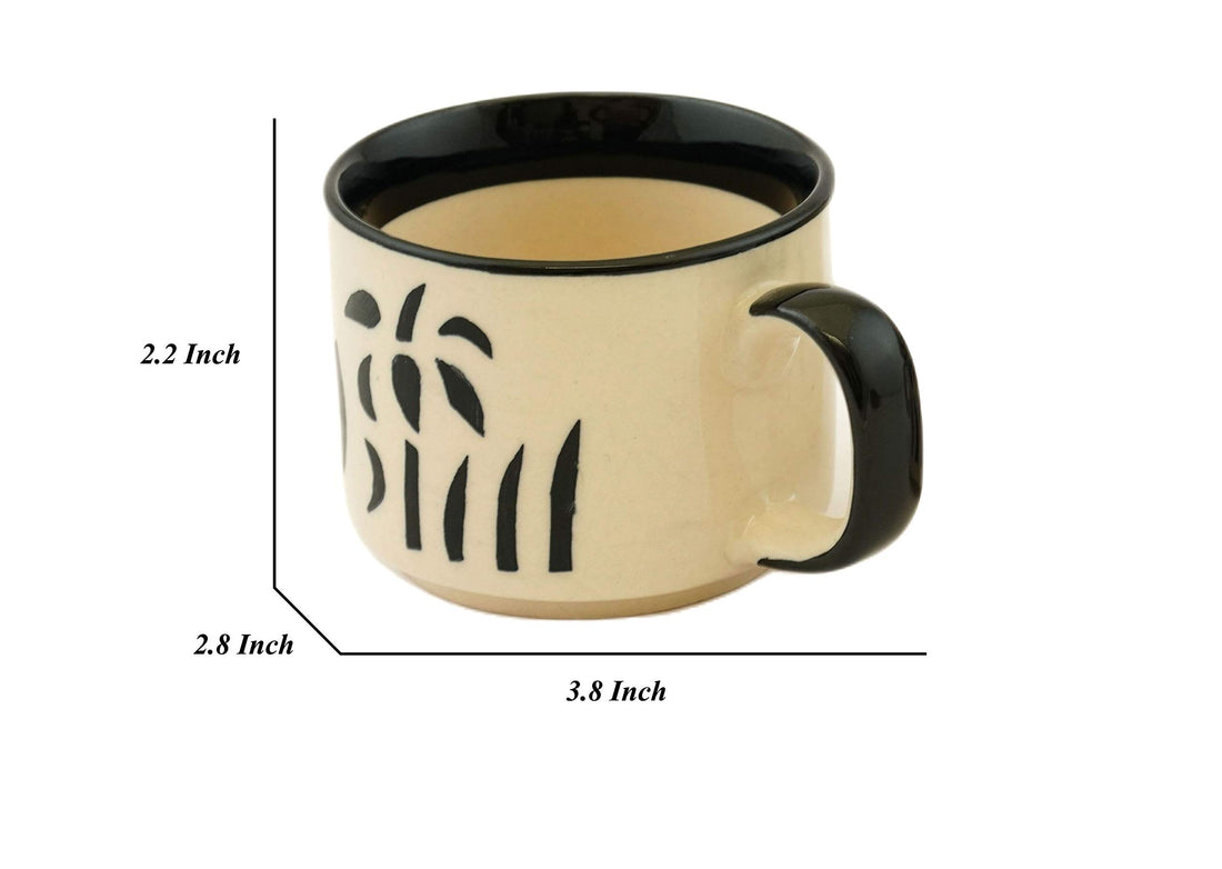 Freakway Hand-Painted Studio Pottery Tea/Coffee Cups in Ceramic (Set of 6, Microwave Safe)