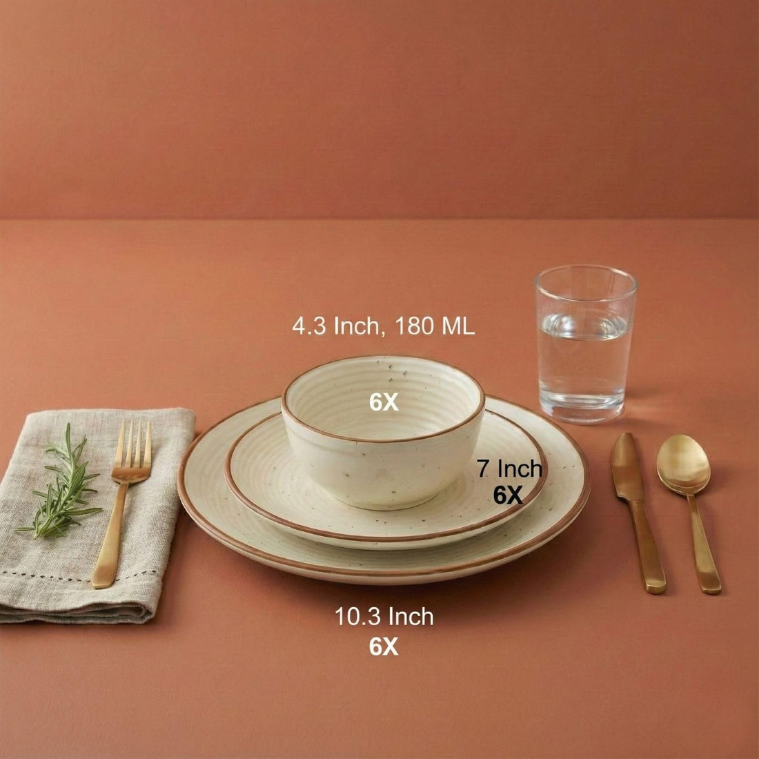 Freakway Ceramic Dinner Set 18 Pieces | Stoneware Dinnerware with 6 Dinner Plates, 6 Quarter Plates & 6 Bowls | Rustic Speckled Design, Off-White