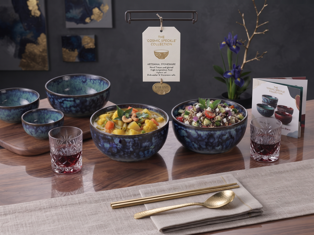 Freakway Ceramic Grey Reactive Glaze Large Serving Bowl 900ml Set of 2