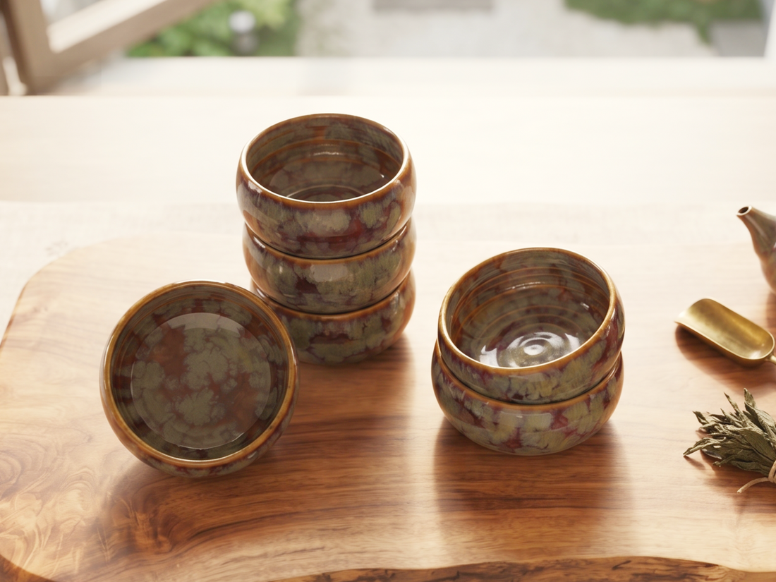 Freakway Artisan Crystalline Glaze Ceramic Bowls Set of 6