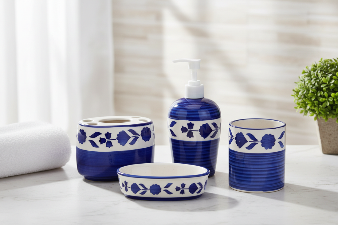 Freakway Ceramic Bathroom Accessories Set in elegant bathroom setting